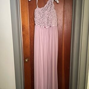 David's Bridal Quartz One Shoulder Lace Gown